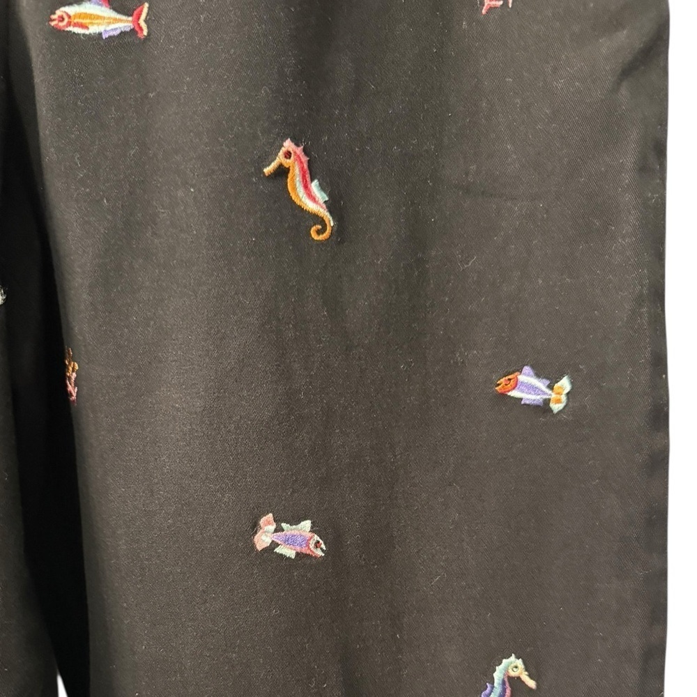 Cold water Creek crop Black capris with Colorful Sea Creatures Size 12 - Picture 3 of 13